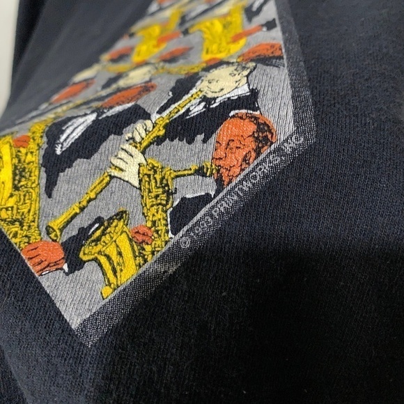 VINTAGE jazz tie print single stitch tee shirt XL - Picture 4 of 8